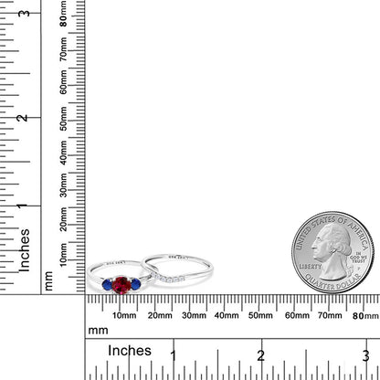 0.93カラット シンセティック ルビー スタックリング シンセティック サファイア 10金 ホワイトゴールド K10 7月 誕生石