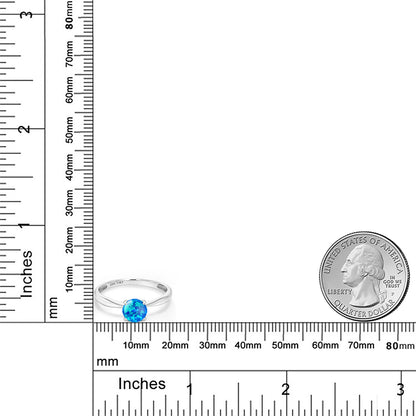 0.75カラット シミュレイテッド ブルーオパール リング 指輪 10金 ホワイトゴールド K10 10月 誕生石