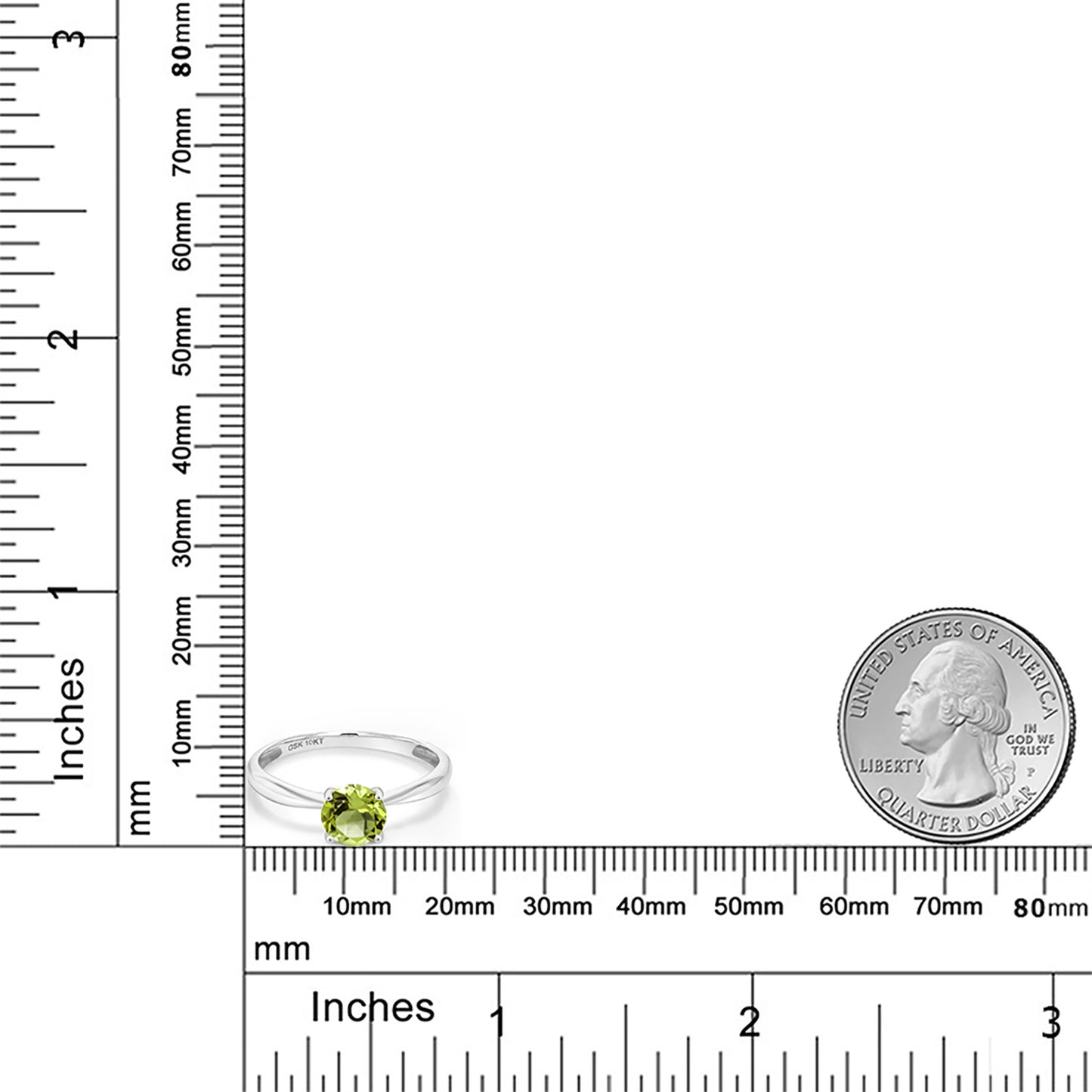 0.85カラット  天然石 ペリドット リング 指輪   10金 ホワイトゴールド K10  8月 誕生石