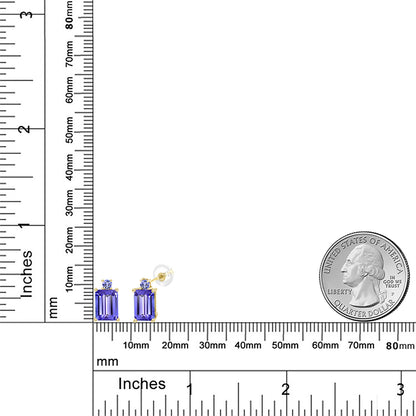 3.96カラット 天然石 タンザナイト ピアス 10金 イエローゴールド K10 12月 誕生石