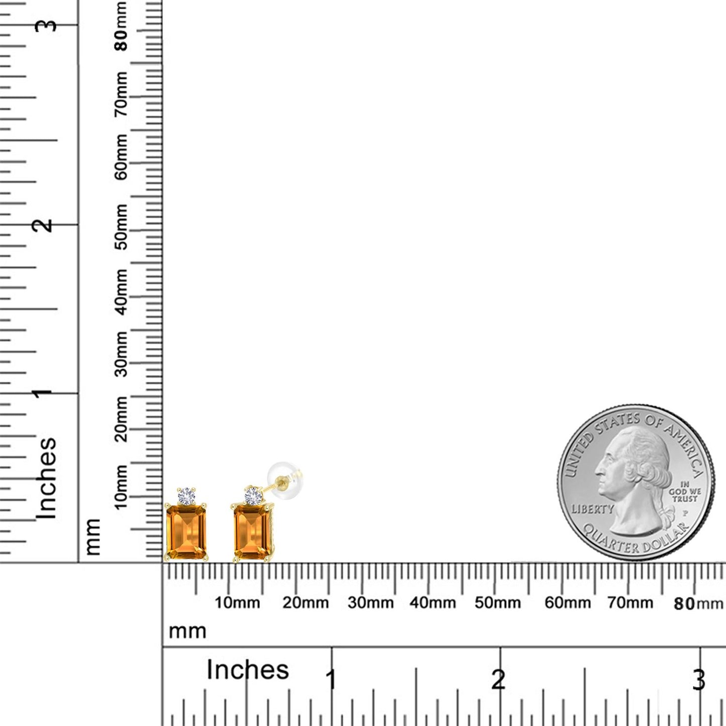 3.4カラット 天然 シトリン ピアス シンセティック ホワイトサファイア 10金 イエローゴールド K10 11月 誕生石
