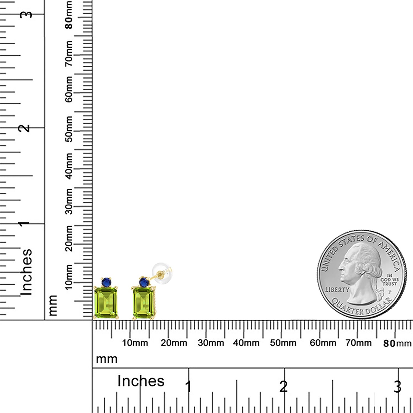 3.46カラット  天然石 ペリドット ピアス  シンセティック サファイア 10金 イエローゴールド K10  8月 誕生石