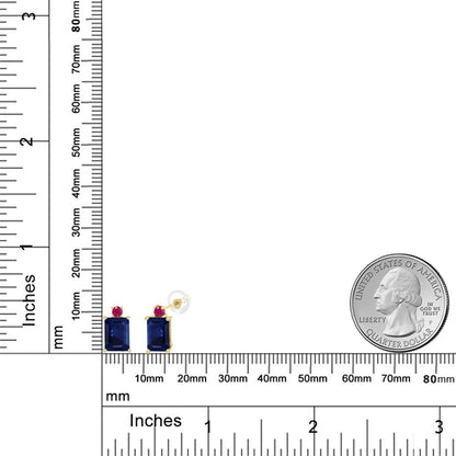 2.54カラット 天然 サファイア ピアス 天然 ルビー 10金 イエローゴールド K10 9月 誕生石