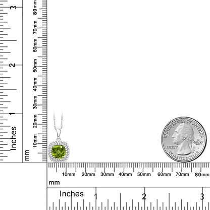 1.87カラット 天然石 ペリドット ネックレス 天然 ダイヤモンド 10金 ホワイトゴールド K10 8月 誕生石