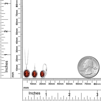 3.7カラット 天然 ガーネット ネックレス ピアス セット 10金 ホワイトゴールド K10 1月 誕生石