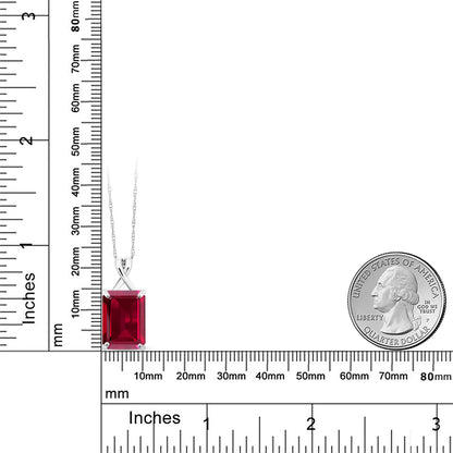 8カラット シンセティック ルビー ネックレス 10金 ホワイトゴールド K10 7月 誕生石