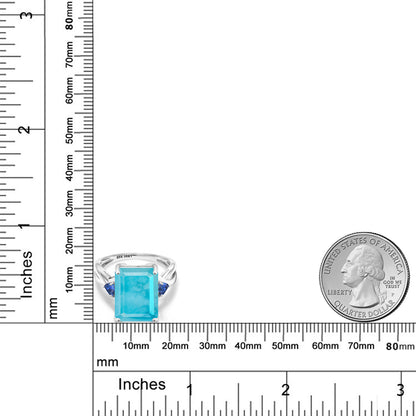 5.54カラット 天然石 ターコイズ リング 指輪 シンセティック サファイア 10金 ホワイトゴールド K10 12月 誕生石