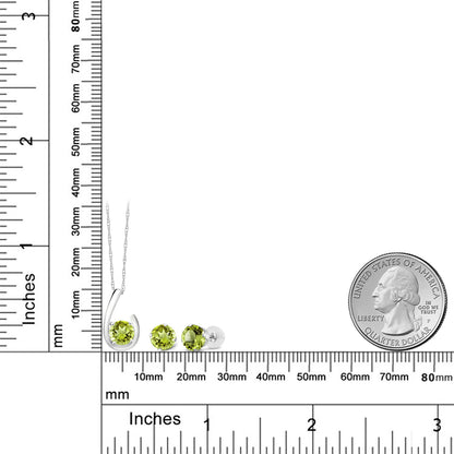 3カラット 天然石 ペリドット ネックレス ピアス セット 10金 ホワイトゴールド K10 8月 誕生石