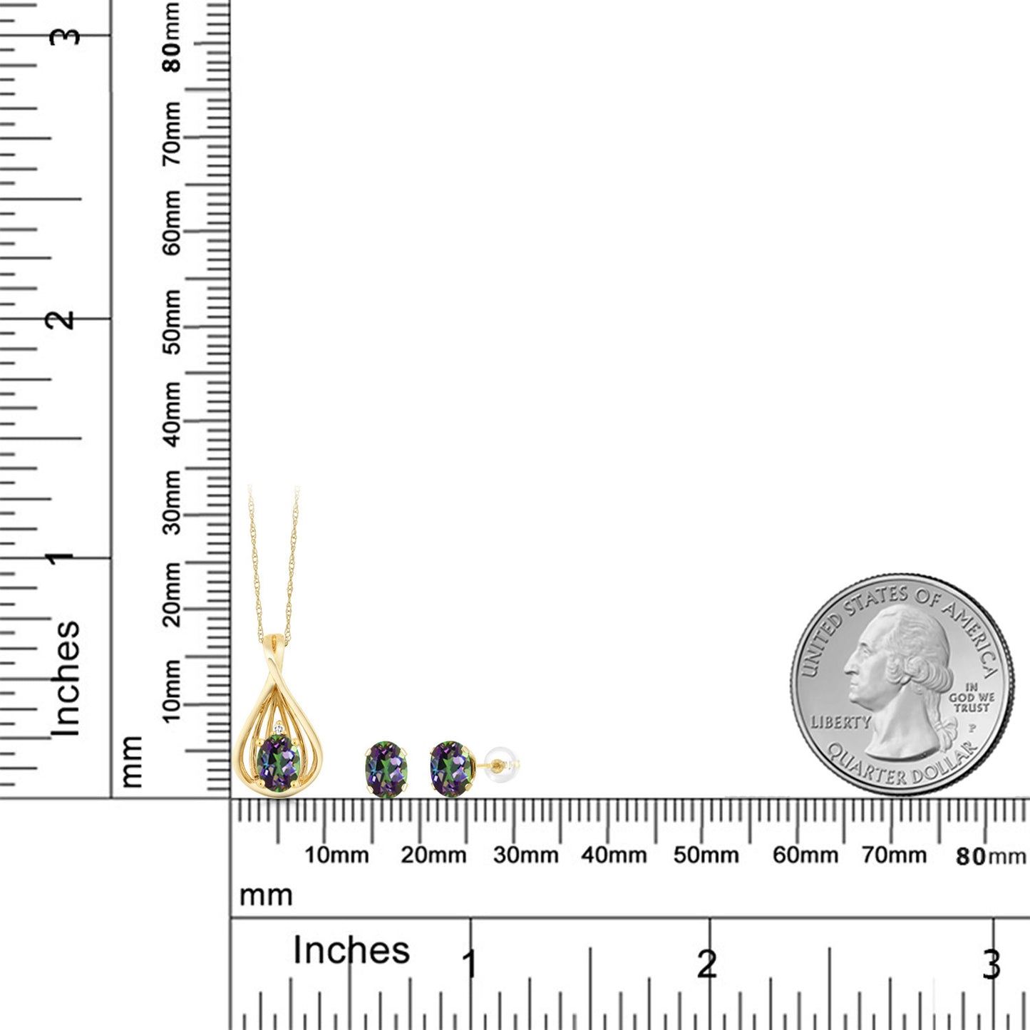 1.81カラット 天然石 ミスティックトパーズ ネックレス ピアス セット 天然 ダイヤモンド 10金 イエローゴールド K10 11月 誕生石