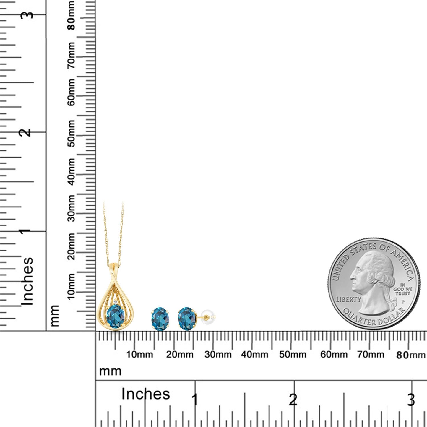 1.81カラット 天然 ロンドンブルートパーズ ネックレス ピアス セット 天然 ダイヤモンド 10金 イエローゴールド K10 11月 誕生石