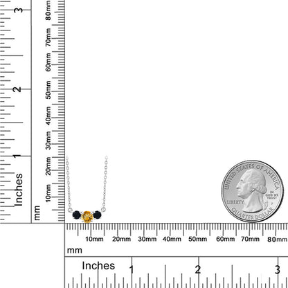 0.52カラット  天然 シトリン ネックレス  天然 オニキス 10金 ホワイトゴールド K10  11月 誕生石
