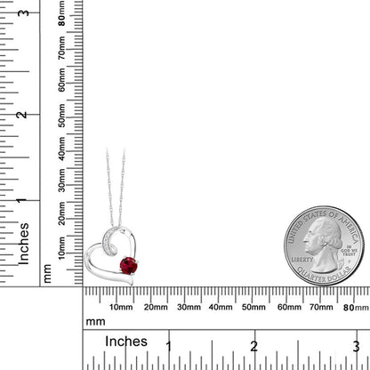 1.03カラット  シンセティック ルビー オープンハート ネックレス  ラボグロウンダイヤモンド 10金 ホワイトゴールド K10  7月 誕生石