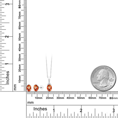 1.67カラット 天然 オレンジサファイア ネックレス ピアス セット 天然 ダイヤモンド 10金 ホワイトゴールド K10 9月 誕生石