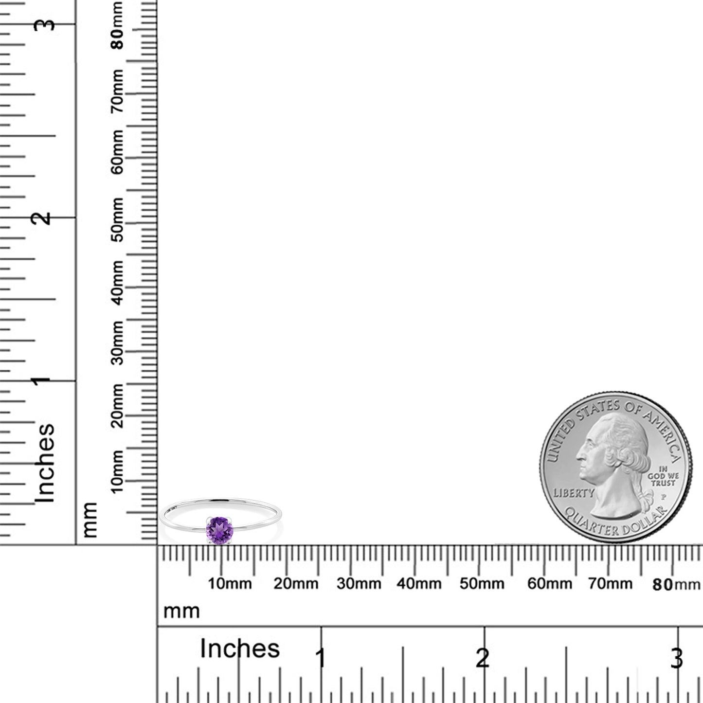0.25カラット 天然 アメジスト リング 指輪 10金 ホワイトゴールド K10 2月 誕生石