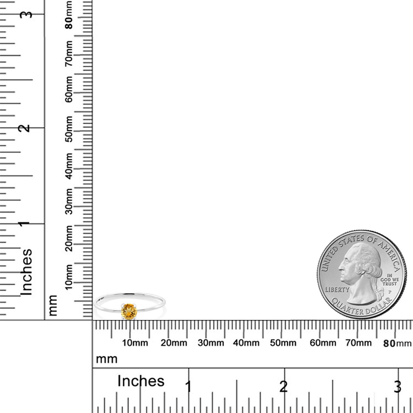 0.26カラット  天然 シトリン リング 指輪   10金 ホワイトゴールド K10  11月 誕生石
