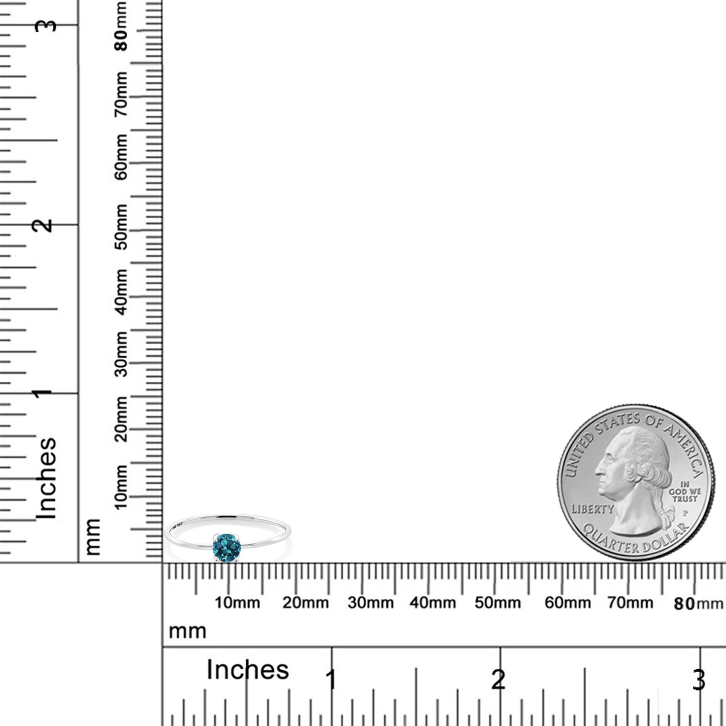 0.33カラット  天然 ロンドンブルートパーズ リング 指輪   10金 ホワイトゴールド K10  11月 誕生石