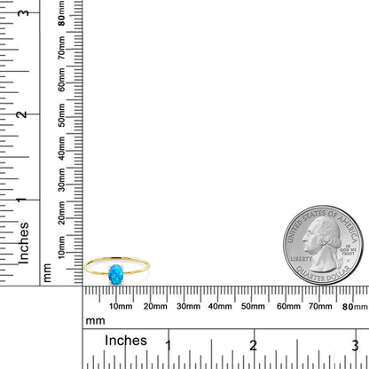 0.5カラット シミュレイテッド ブルーオパール リング 指輪 10金 イエローゴールド K10 10月 誕生石