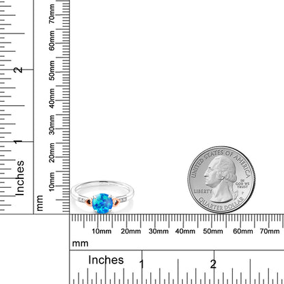0.86カラット シミュレイテッド ブルーオパール リング 指輪 シルバー925 ＆10金 ピンクゴールド K10 10月 誕生石
