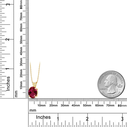 2.5カラット シンセティック ルビー ネックレス 14金 イエローゴールド K14 7月 誕生石