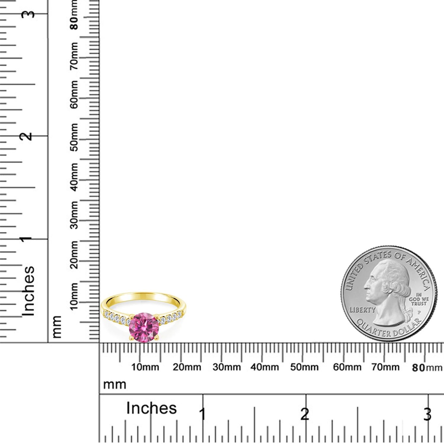 1.4カラット  ピンク モアサナイト リング 指輪  ラボグロウンダイヤモンド 10金 イエローゴールド K10