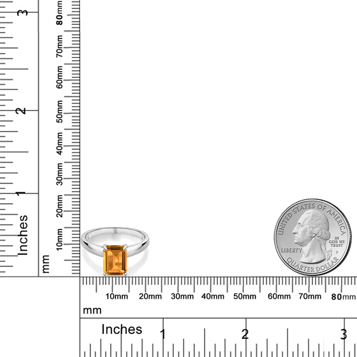 2.33カラット  天然 シトリン リング 指輪   10金 ホワイトゴールド K10  11月 誕生石