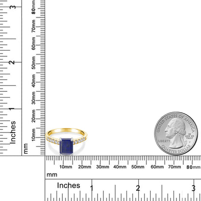 2.3カラット 天然石 ラピスラズリ リング 指輪 シンセティック ホワイトサファイア 10金 ツートンゴールド K10 12月 誕生石