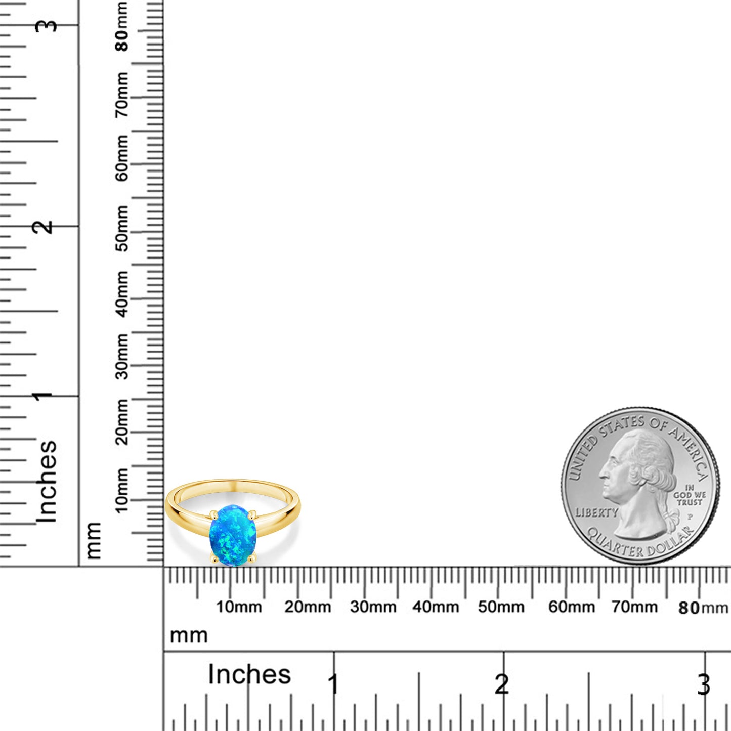 0.56カラット  シミュレイテッド ブルーオパール リング 指輪   10金 イエローゴールド K10  10月 誕生石