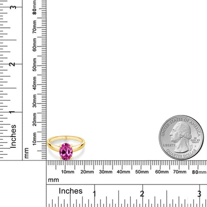 1カラット  シンセティック ピンクサファイア リング 指輪   10金 イエローゴールド K10  9月 誕生石