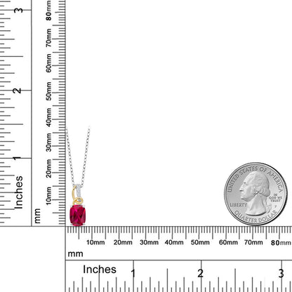 2.06カラット  シンセティック ルビー ネックレス  ラボグロウンダイヤモンド シルバー925 ＆10金 イエローゴールド K10  7月 誕生石