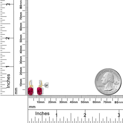 2.05カラット  シンセティック ルビー ピアス  ラボグロウンダイヤモンド シルバー925 ＆イエローゴールド  7月 誕生石