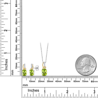 3.37カラット 天然石 ペリドット ネックレス ピアス セット シルバー925 ＆10金 イエローゴールド K10 8月 誕生石