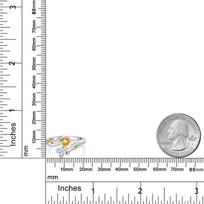 0.9カラット 天然 シトリン リング 指輪 モアサナイト シルバー925 ＆10金 イエローゴールド K10 11月 誕生石