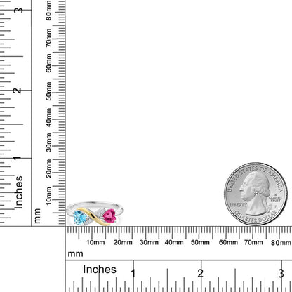 1.19カラット 天然 スイスブルートパーズ リング 指輪 シンセティック ピンクサファイア シルバー925 ＆10金 イエローゴールド K10 11月 誕生石