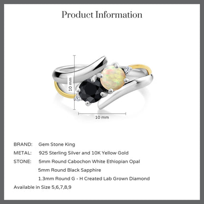 1.01カラット 天然 エチオピアンオパール リング 指輪 天然 ブラックサファイア シルバー925 ＆10金 イエローゴールド K10 10月 誕生石