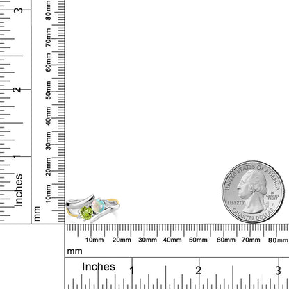1.07カラット シミュレイテッド ホワイトオパール リング 指輪 天然石 ペリドット シルバー925 ＆10金 イエローゴールド K10 10月 誕生石