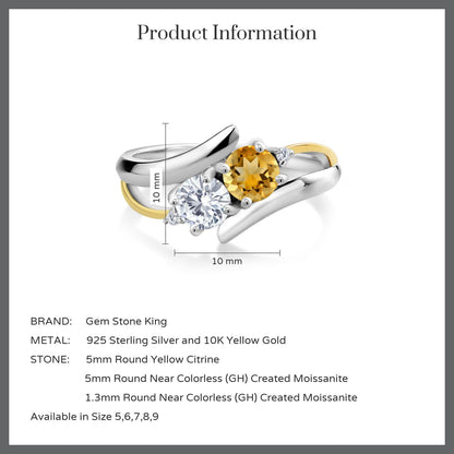 0.97カラット 天然 シトリン リング 指輪 モアサナイト シルバー925 ＆10金 イエローゴールド K10 11月 誕生石