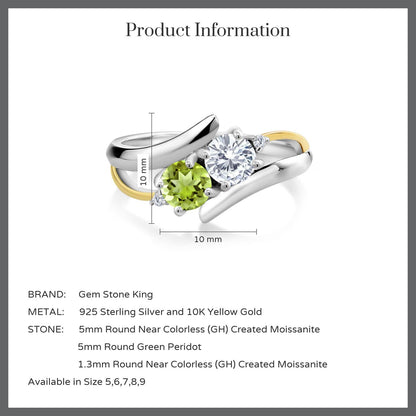 1.07カラット モアサナイト リング 指輪 天然石 ペリドット シルバー925 ＆10金 イエローゴールド K10