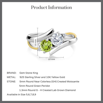1.07カラット モアサナイト リング 指輪 天然石 ペリドット シルバー925 ＆10金 イエローゴールド K10