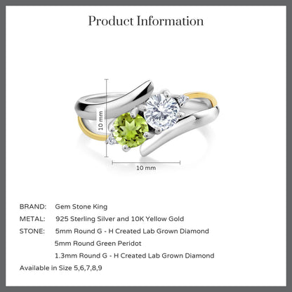 1.07カラット ラボグロウンダイヤモンド リング 指輪 天然石 ペリドット シルバー925 ＆10金 イエローゴールド K10