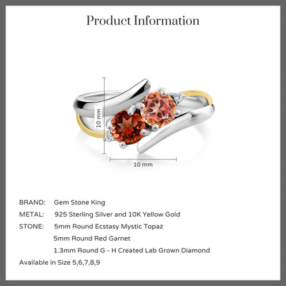 1.57カラット 天然石 エクスタシーミスティックトパーズ リング 指輪 天然 ガーネット シルバー925 ＆10金 イエローゴールド K10 11月 誕生石