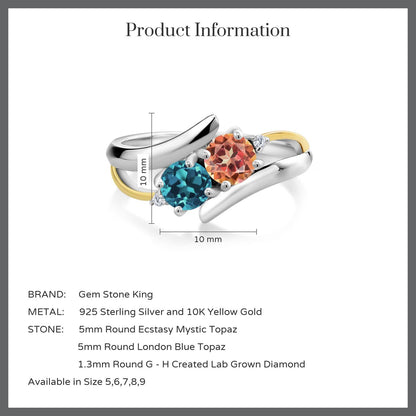 1.72カラット  天然石 エクスタシーミスティックトパーズ リング 指輪  天然 ロンドンブルートパーズ シルバー925 ＆10金 イエローゴールド K10  11月 誕生石