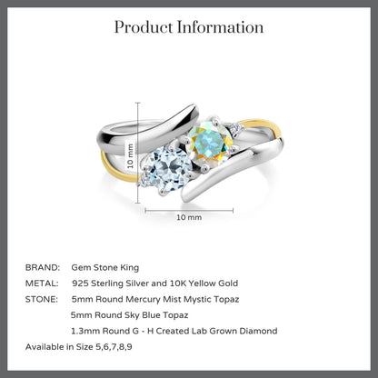 1.27カラット 天然石 ミスティックトパーズ リング 指輪 天然 スカイブルートパーズ シルバー925 ＆10金 イエローゴールド K10 11月 誕生石