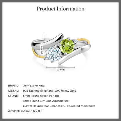 1.07カラット 天然石 ペリドット リング 指輪 天然 アクアマリン シルバー925 ＆10金 イエローゴールド K10 8月 誕生石