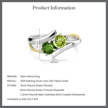 1.07カラット 天然石 ペリドット リング 指輪 天然 クロムダイオプサイド シルバー925 ＆10金 イエローゴールド K10 8月 誕生石