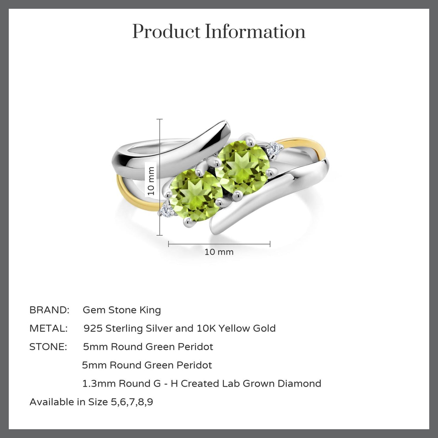 1.12カラット 天然石 ペリドット リング 指輪 シルバー925 ＆10金 イエローゴールド K10 8月 誕生石