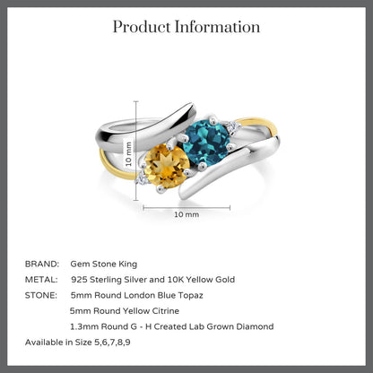 1.17カラット 天然 ロンドンブルートパーズ リング 指輪 天然 シトリン シルバー925 ＆10金 イエローゴールド K10 11月 誕生石