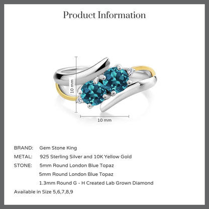 1.42カラット 天然 ロンドンブルートパーズ リング 指輪 シルバー925 ＆10金 イエローゴールド K10 11月 誕生石