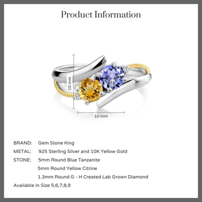 0.93カラット 天然石 タンザナイト リング 指輪 天然 シトリン シルバー925 ＆10金 イエローゴールド K10 12月 誕生石