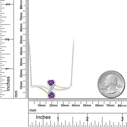 0.9カラット  天然 アメジスト ネックレス   シルバー925 ＆10金 イエローゴールド K10  2月 誕生石