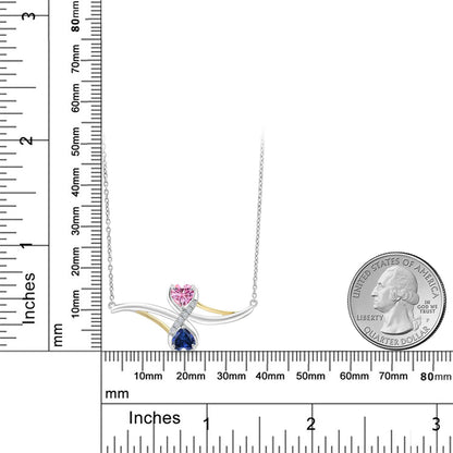 1.06カラット ピンク モアサナイト ネックレス シンセティック サファイア シルバー925 ＆イエローゴールド